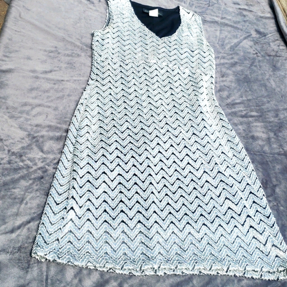 ❤5for25 Girlfriends LA dress silver /black zigzag